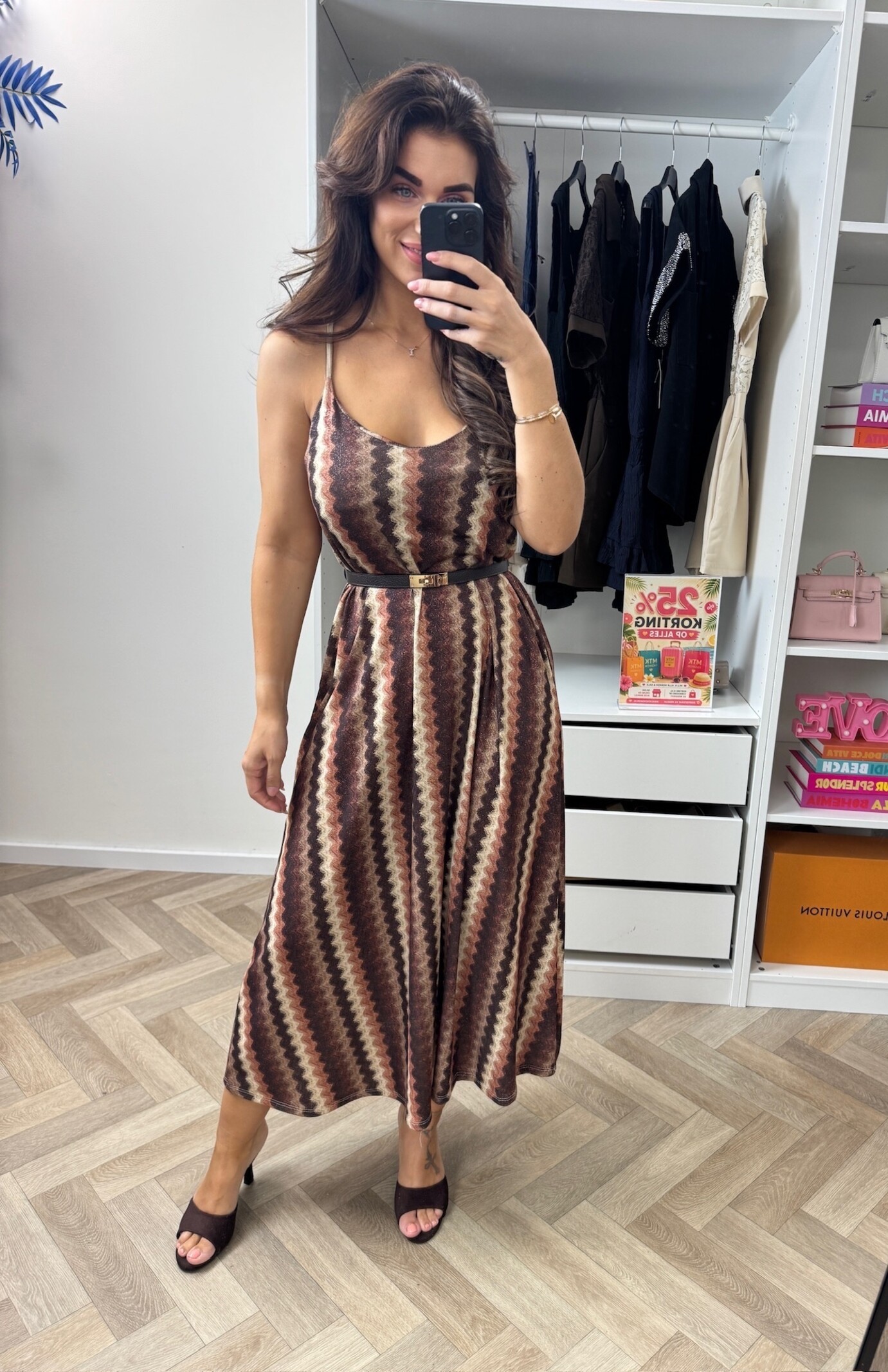 Long Dress May Zigzag Lurex Choco