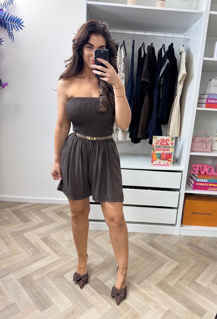 Strapless Jumpsuit Basic Choco