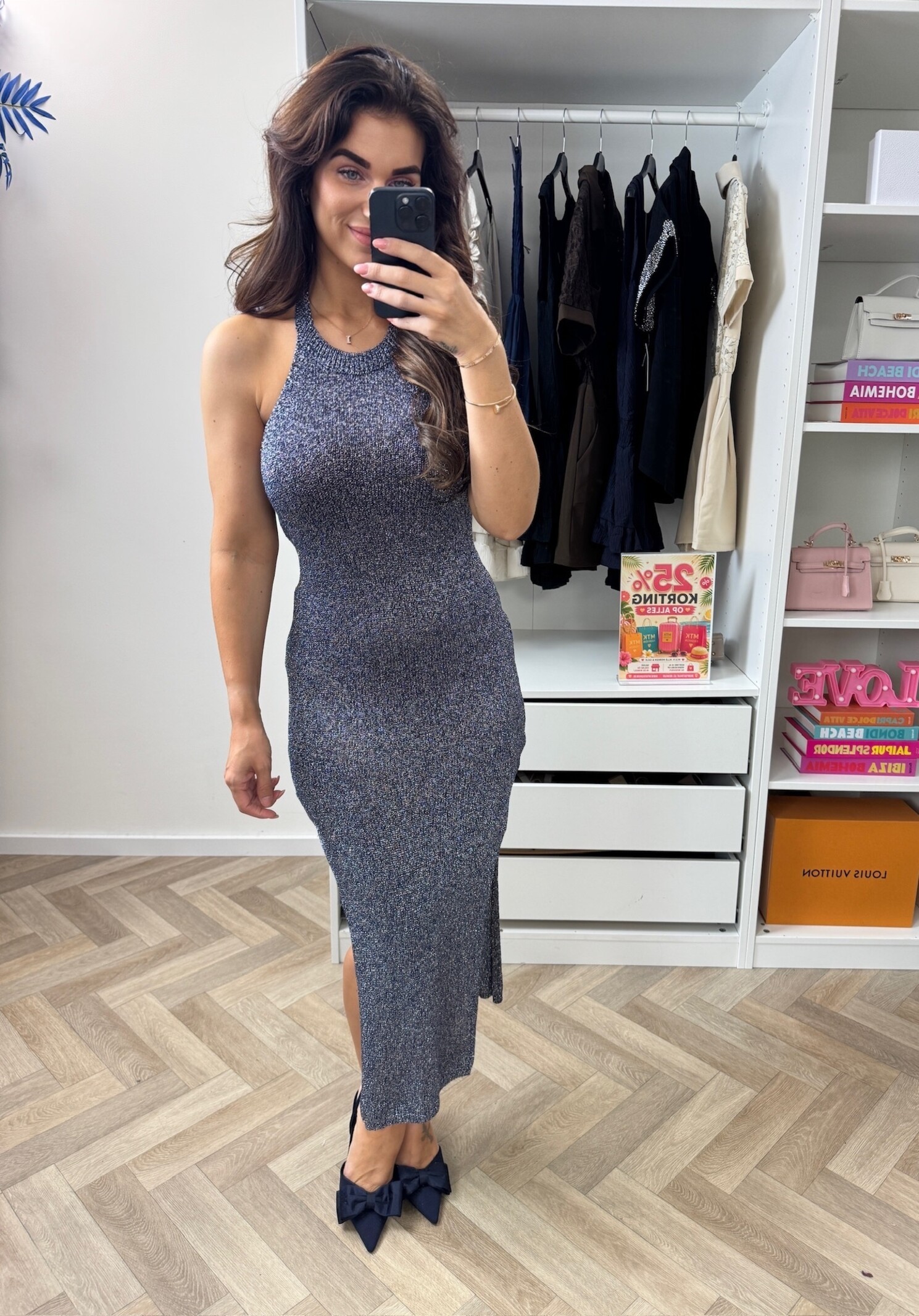 Long Beach Dress Glitter Navy
