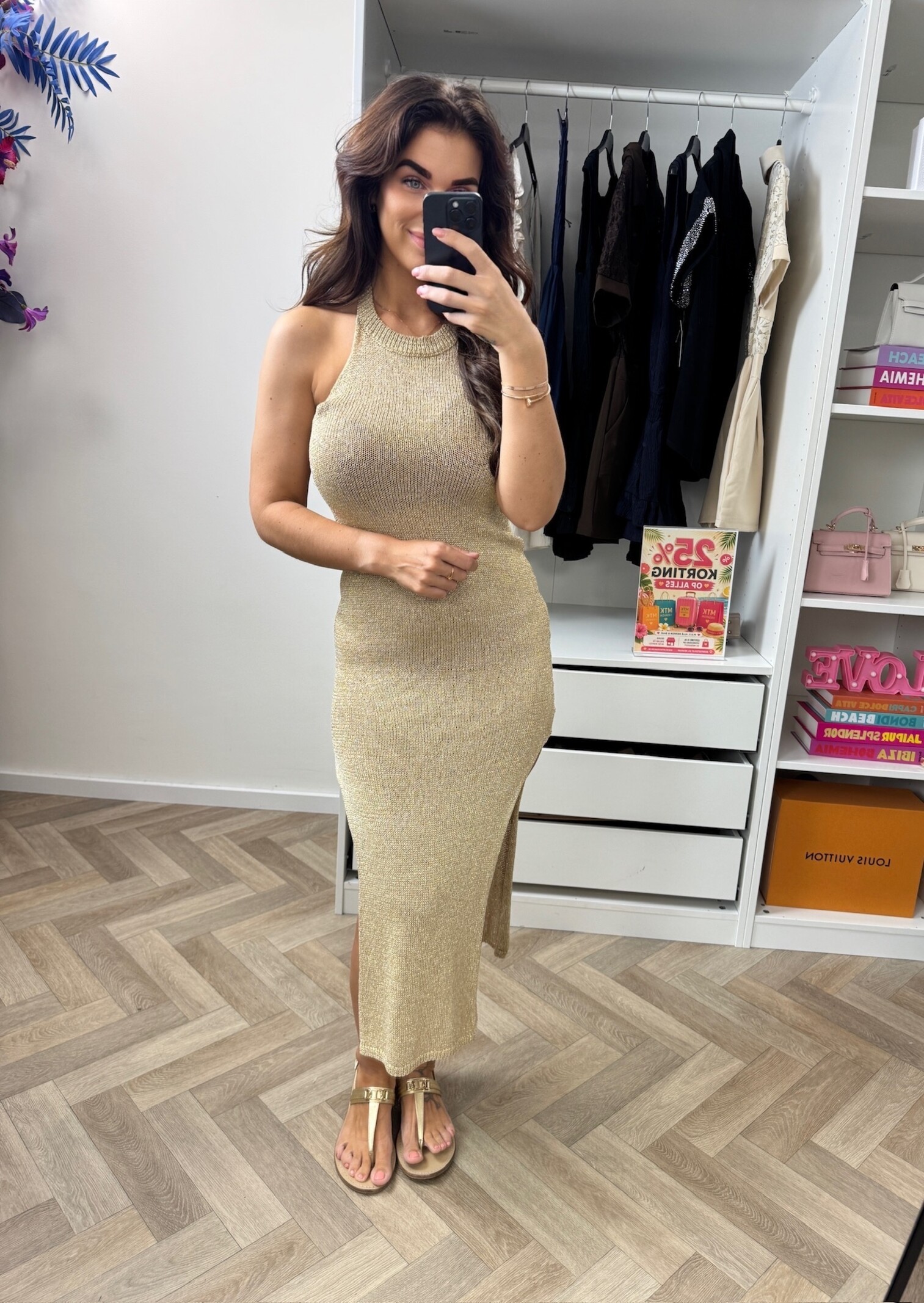 Long Beach Dress Glitter Gold
