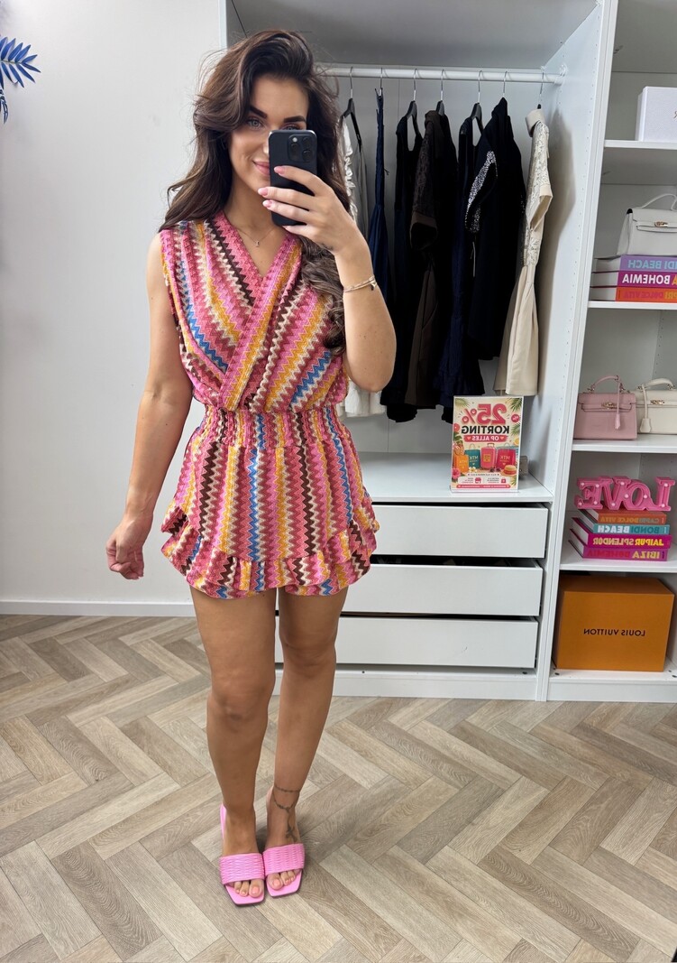 jumpsuit Overslag Zigzag Pink