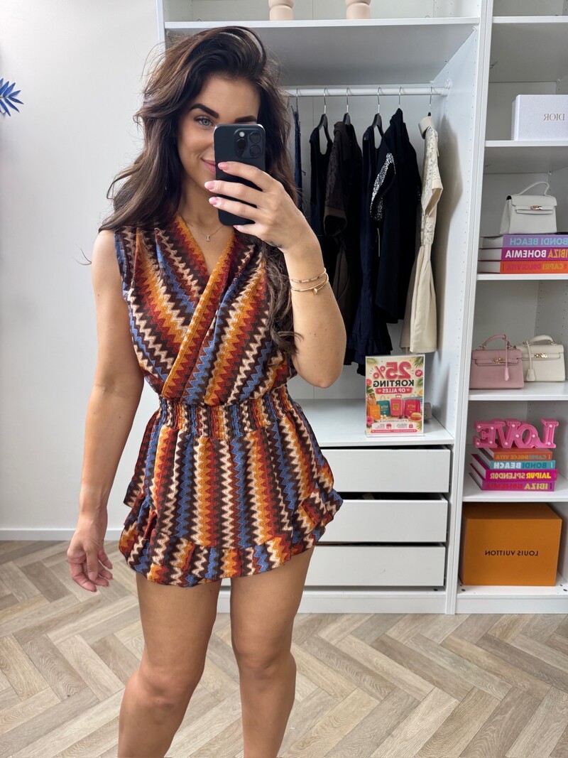jumpsuit Overslag Zigzag Choco