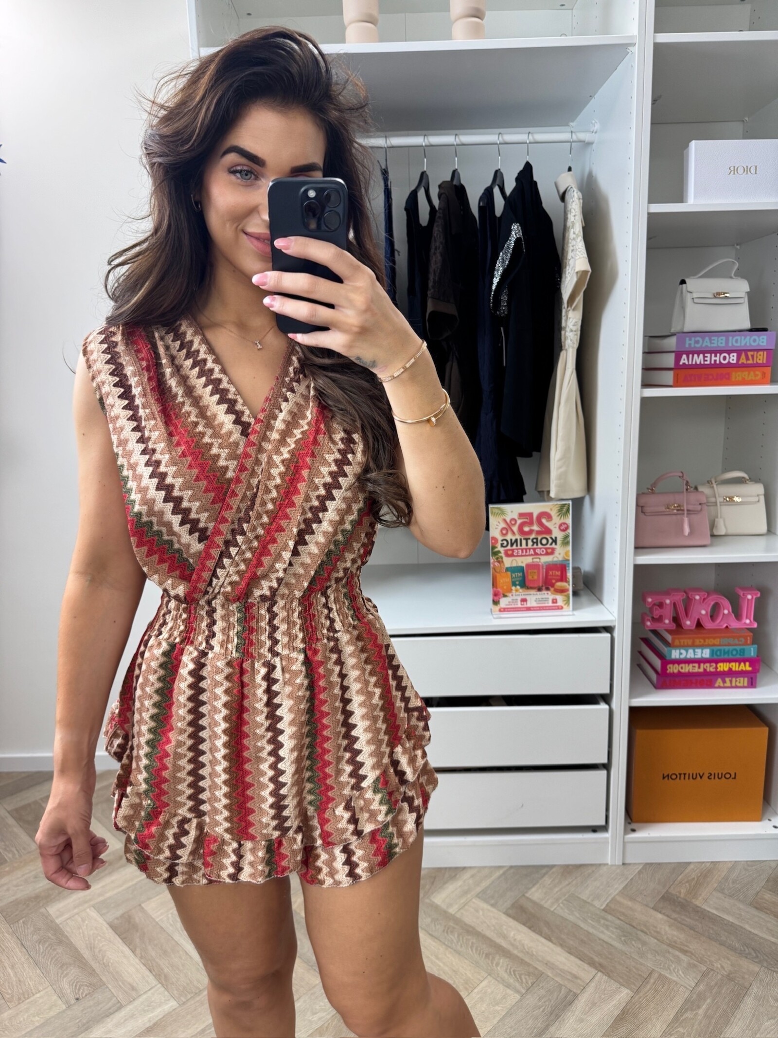 jumpsuit Overslag Zigzag Red