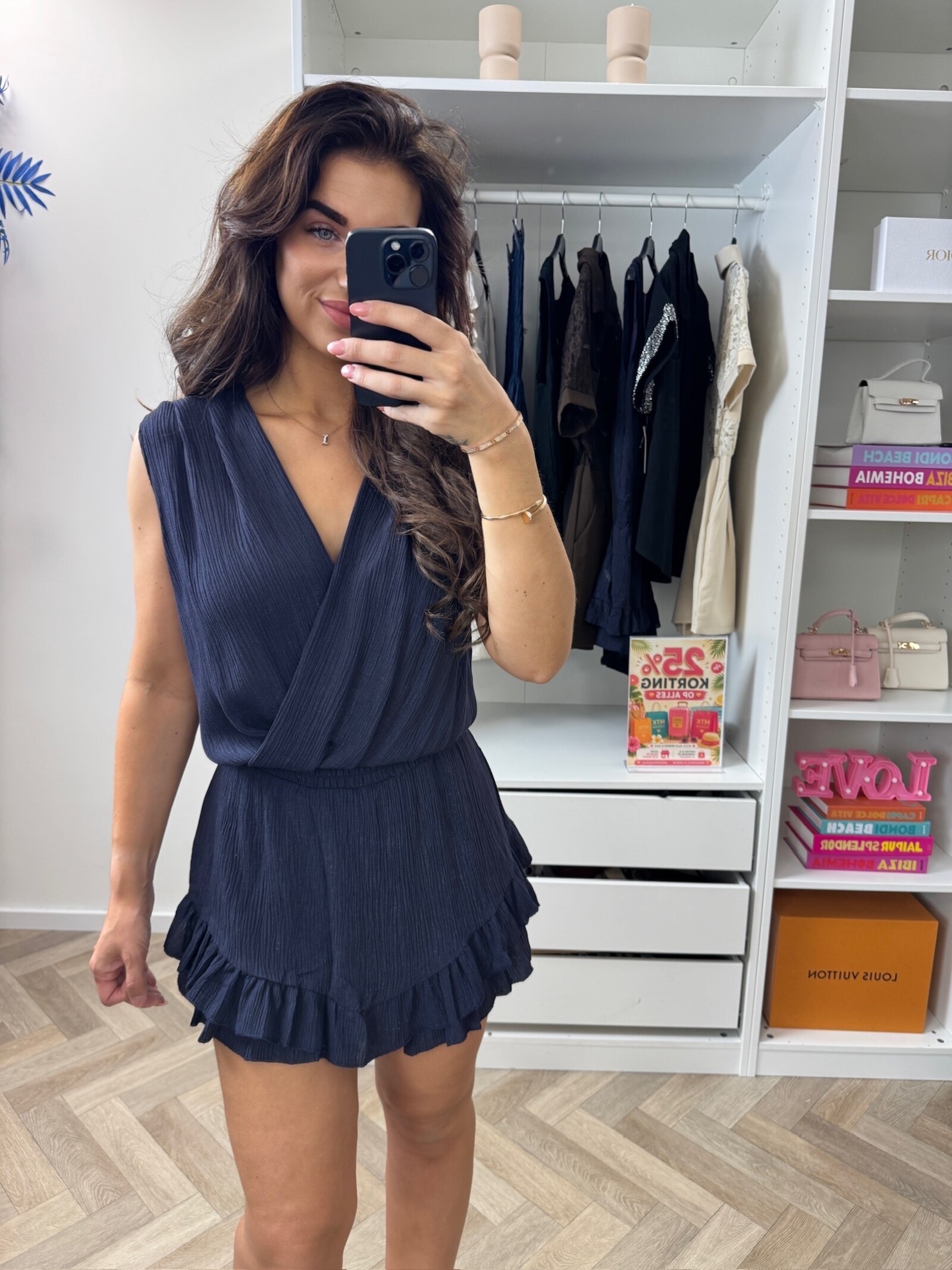Jumpsuit Glitter Ruffle Navy