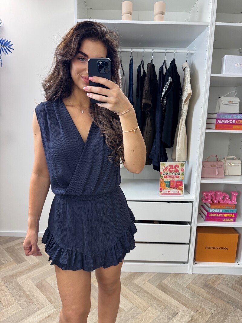 Jumpsuit Glitter Ruffle Navy