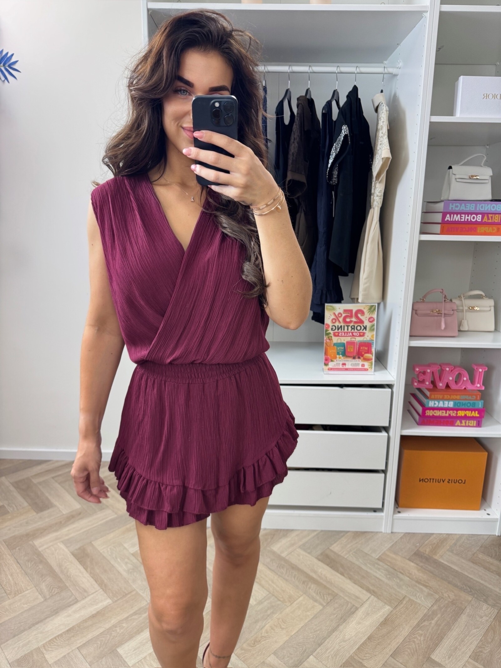 Jumpsuit Glitter Ruffle  Bordeaux