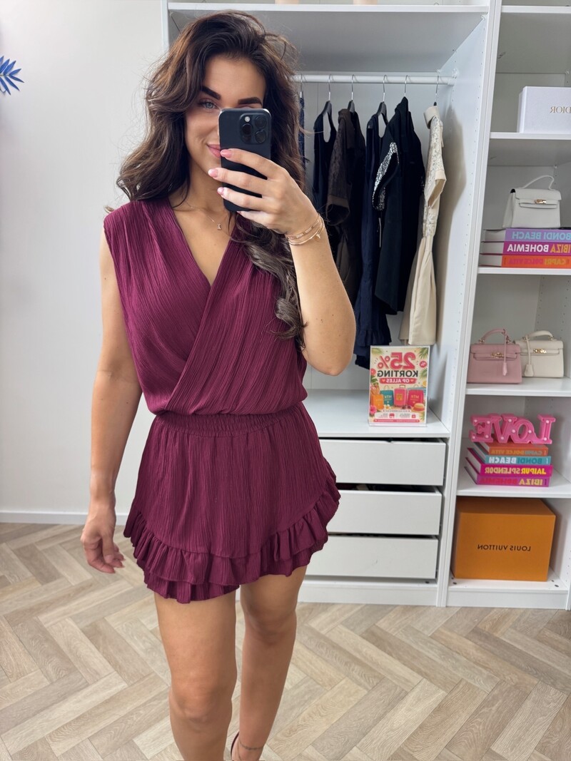 Jumpsuit Glitter Ruffle  Bordeaux