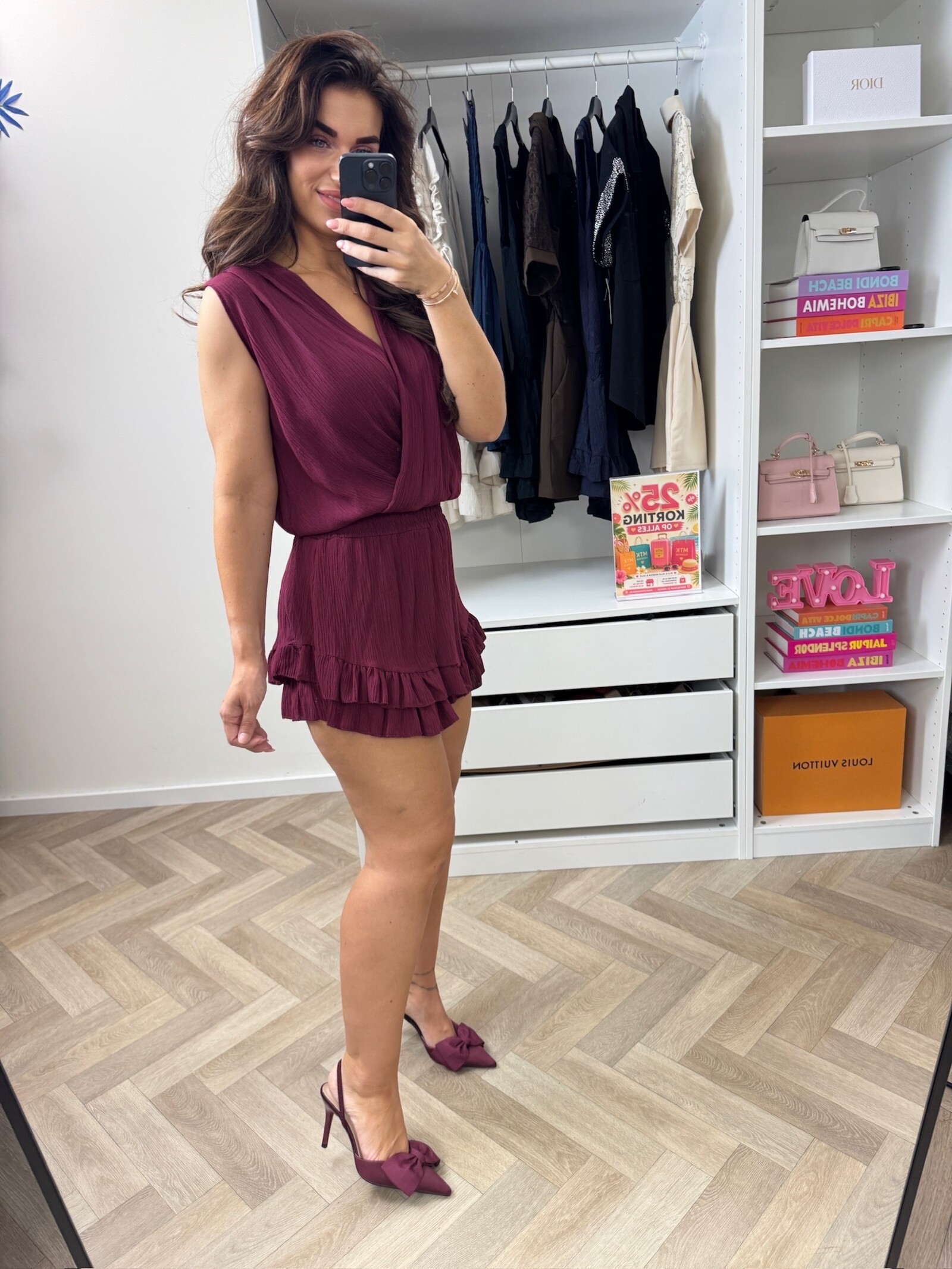 Jumpsuit Glitter Ruffle  Bordeaux