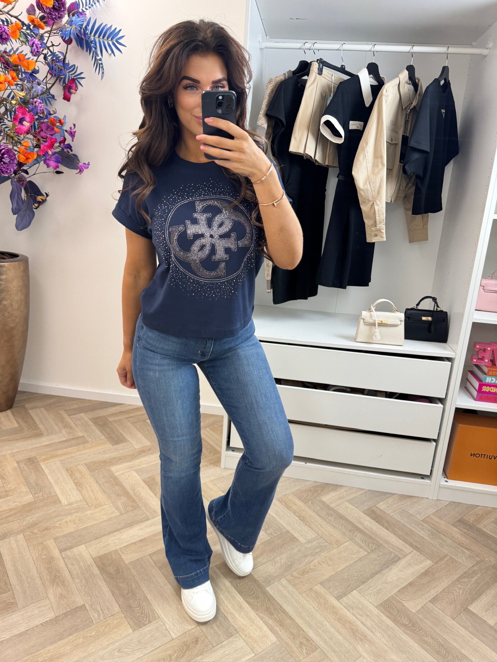 Guess T-shirt 4G Round Navy Guess 1305
