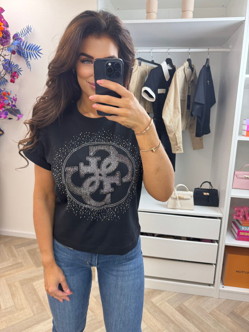T-shirt 4G Round Black Guess 1306