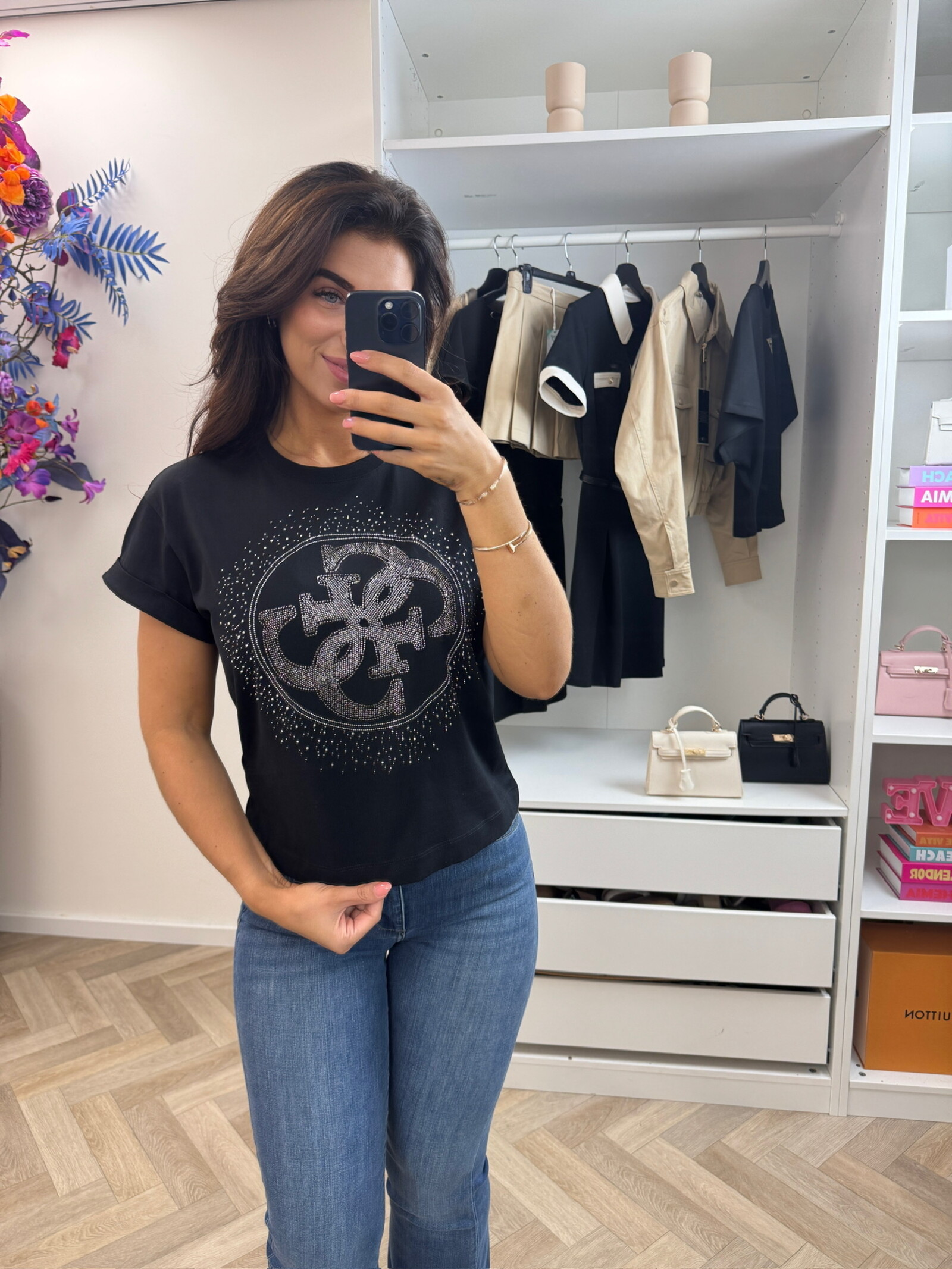 Guess T-shirt 4G Round Black Guess 1306