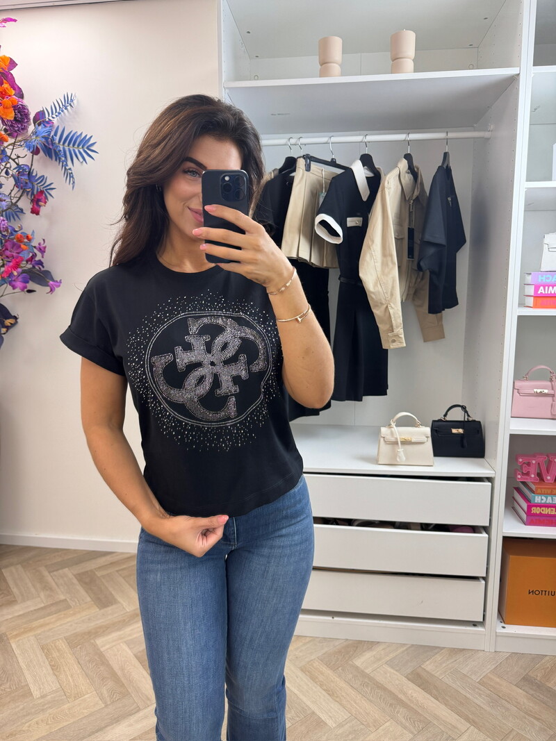 T-shirt 4G Round Black Guess 1306