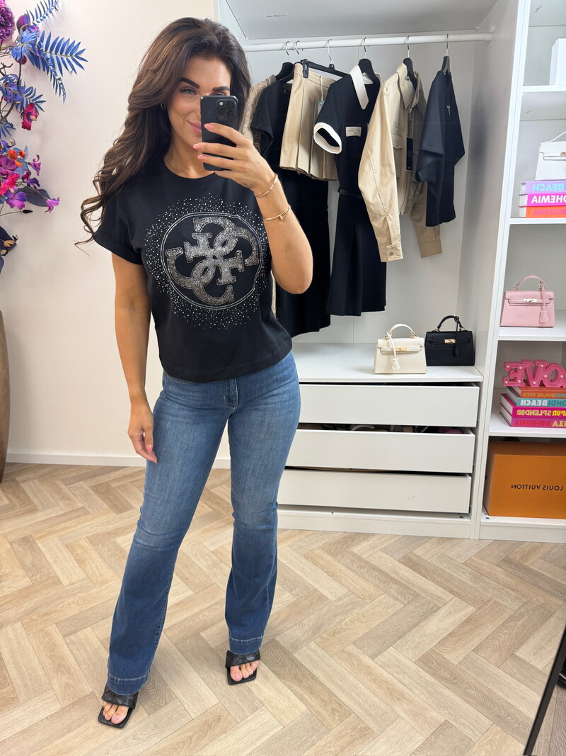 T-shirt 4G Round Black Guess 1306