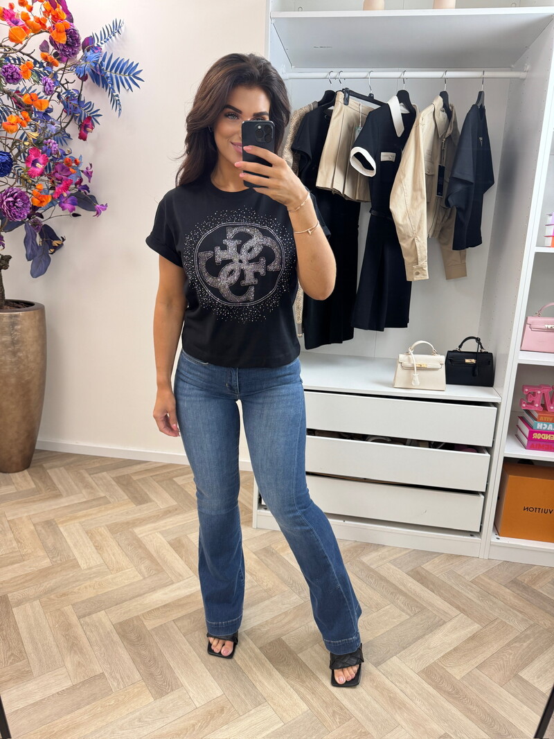T-shirt 4G Round Black Guess 1306
