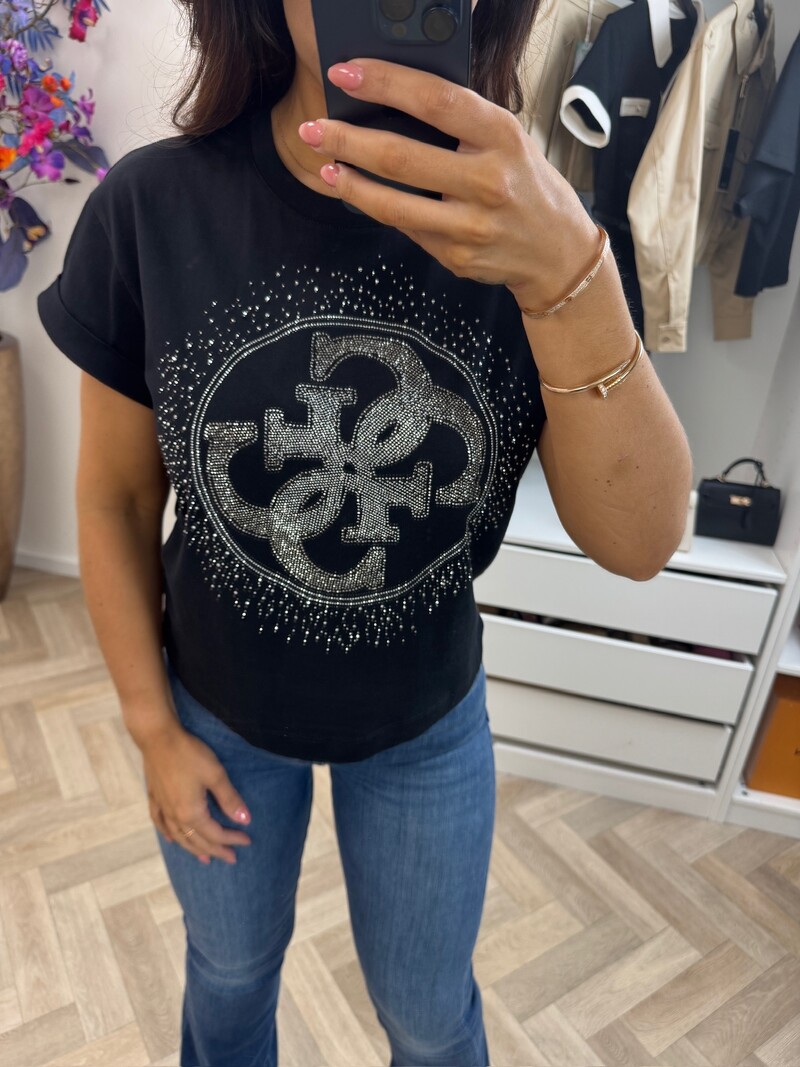 T-shirt 4G Round Black Guess 1306
