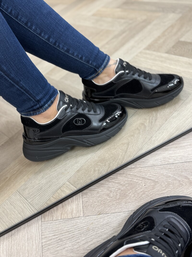 Sneakers Calf Leather Black Suede Liu Jo 2012
