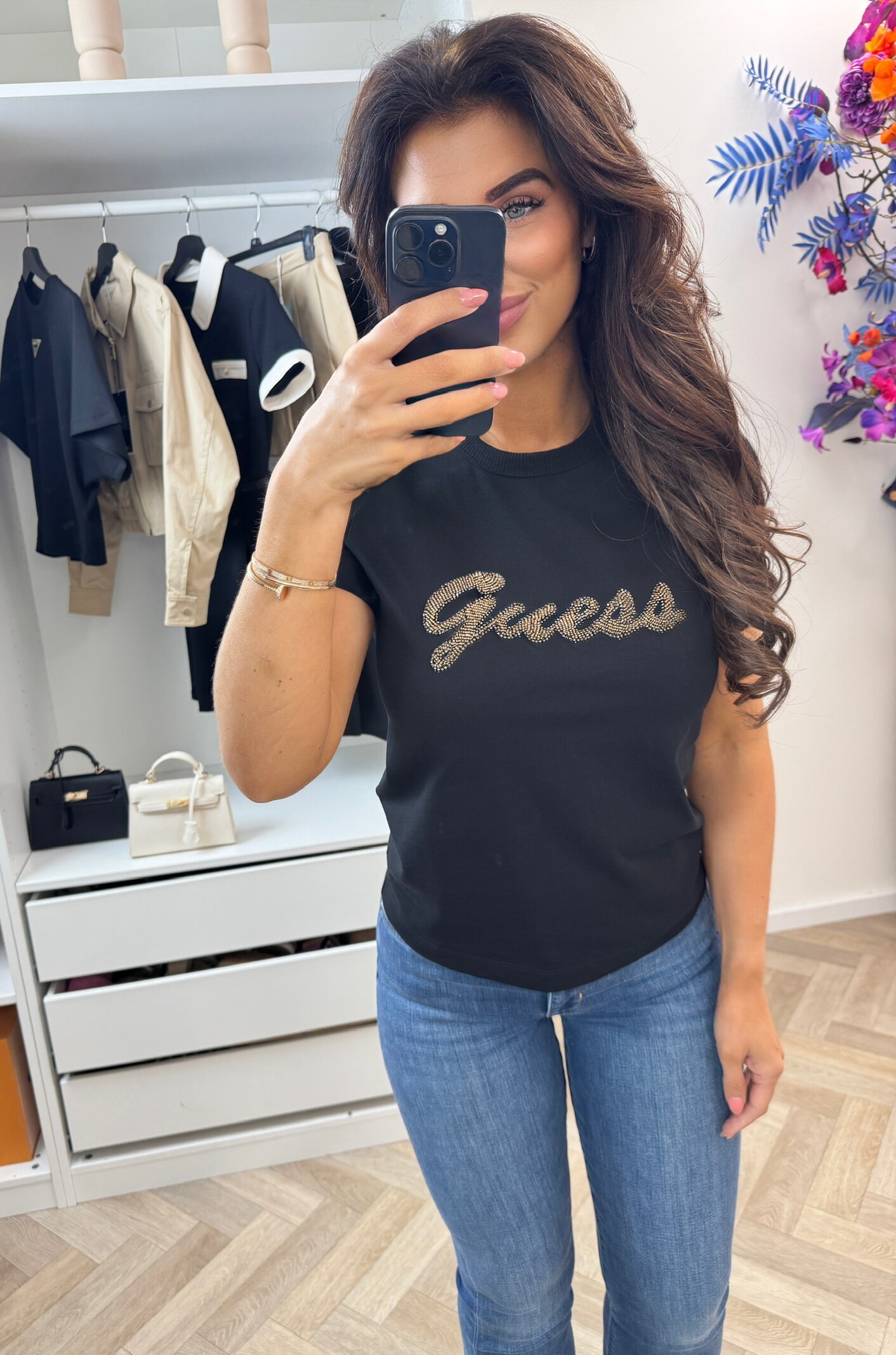 Guess T-shirt Beads Script Guess Black 1336