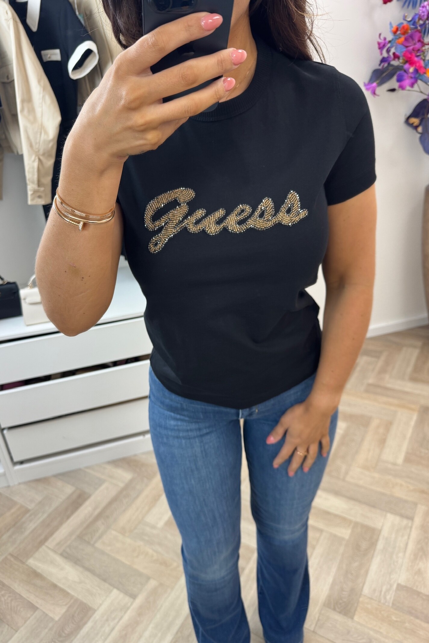 Guess T-shirt Beads Script Guess Black 1336