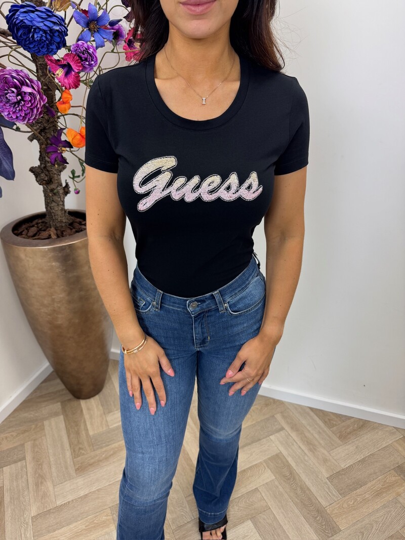 T-shirt Color Logo Guess Black 1344