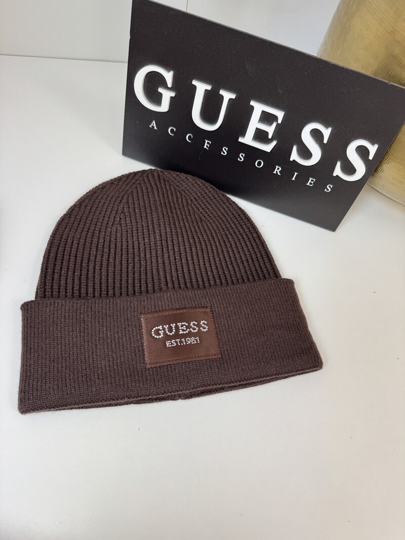 Beanie Guess Logo Brown 1375