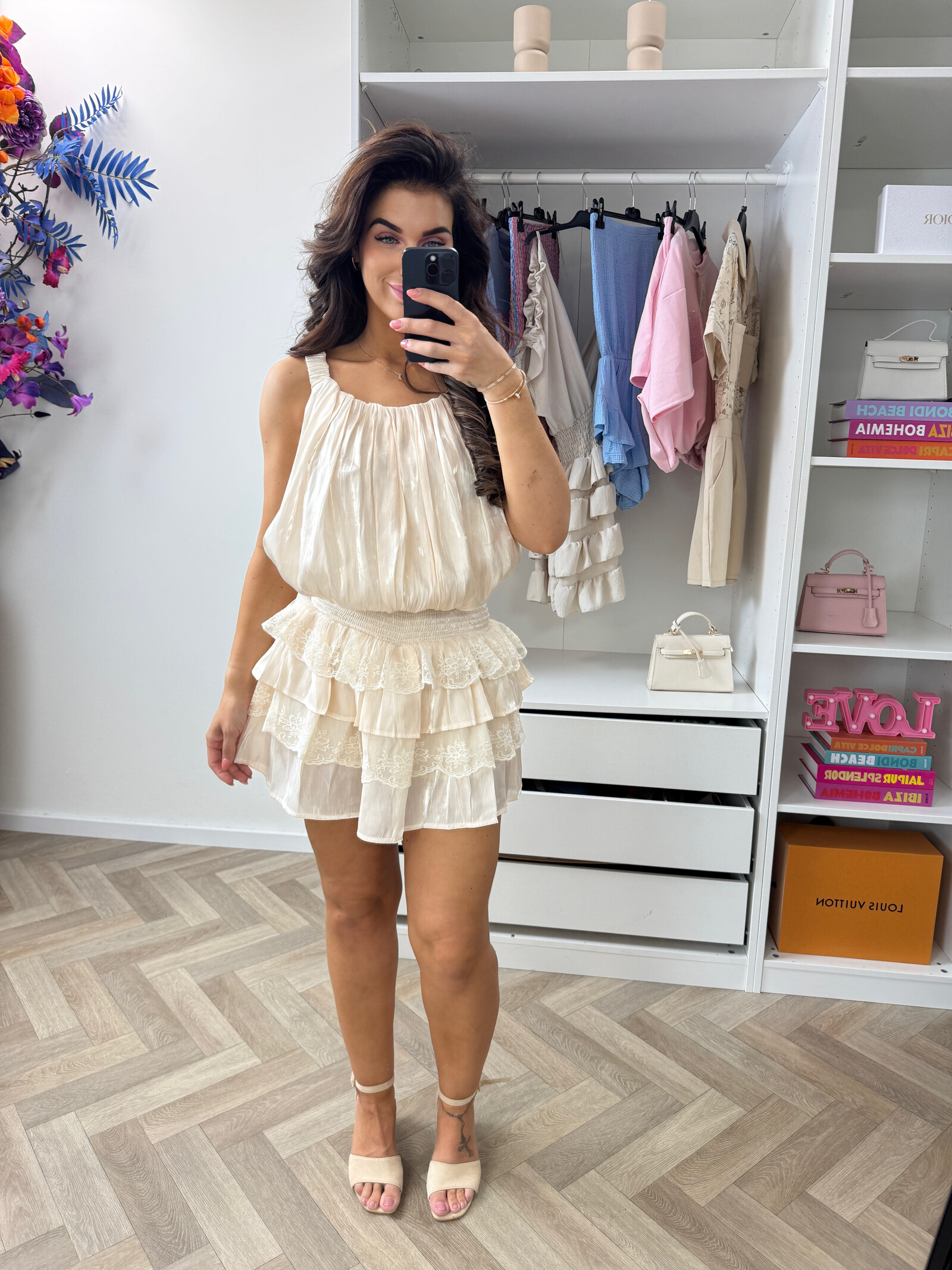 Dress Lina Ruffle Lace A68768 Beige