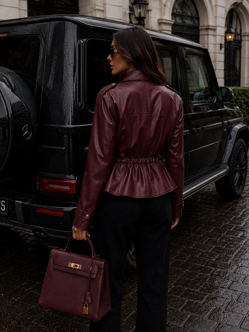 Leder jacket Bordeaux S5638