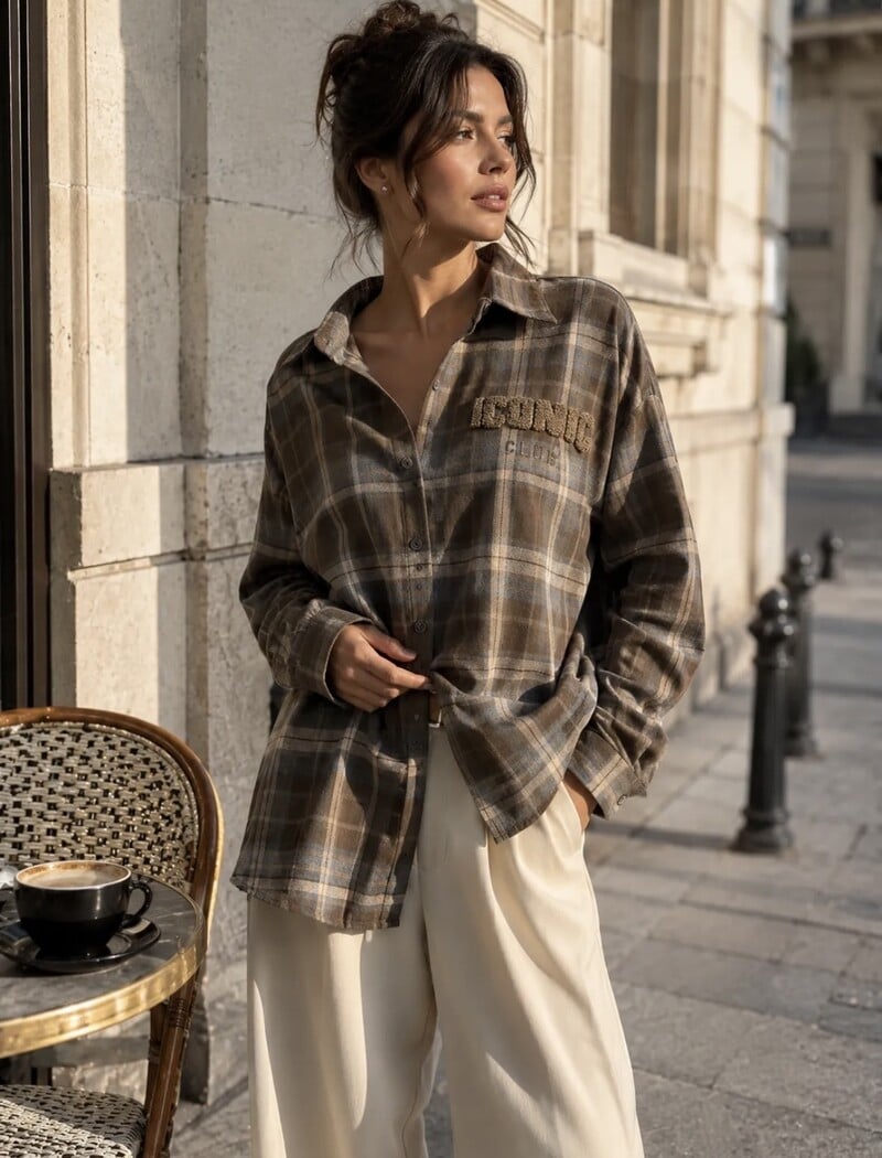 Oversized ruit blouse Iconic CH378 Brown