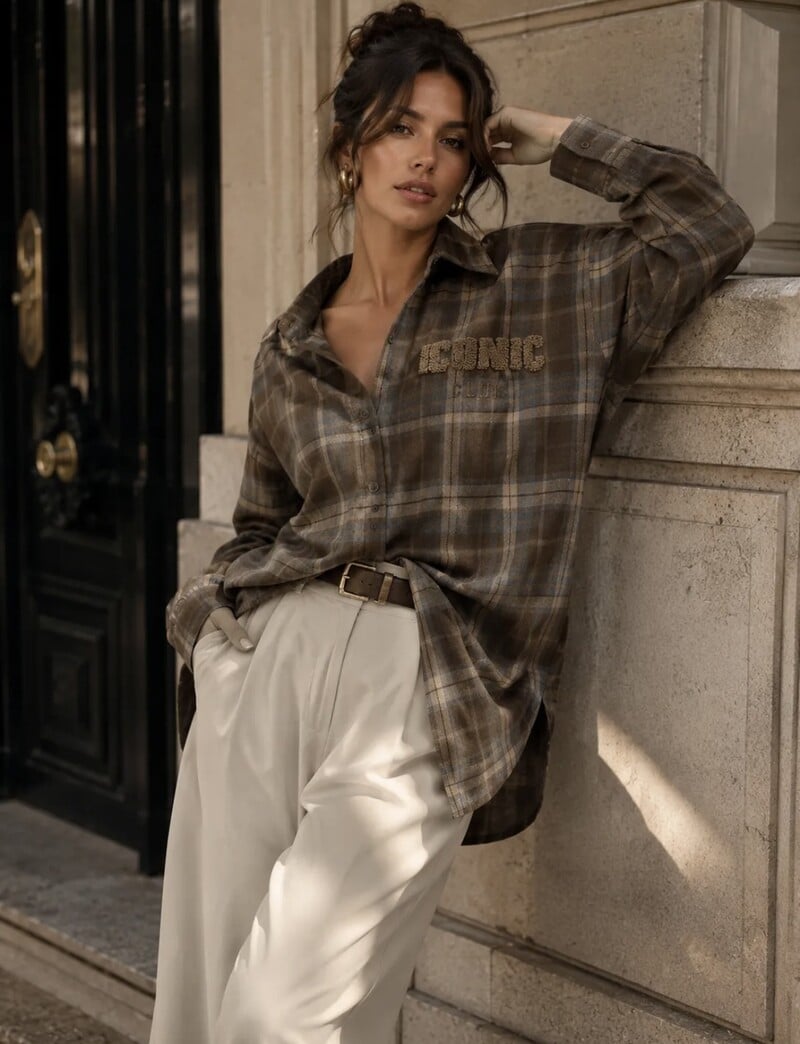 Oversized ruit blouse Iconic CH378 Brown