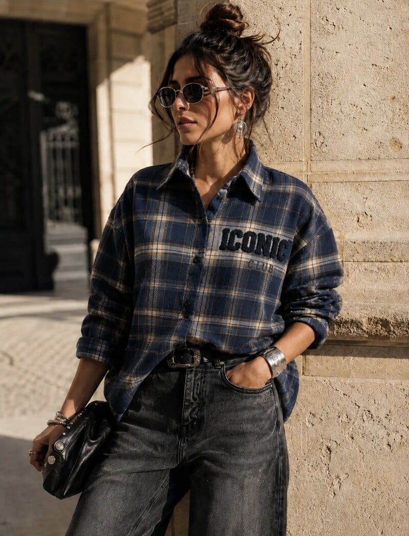 Oversized ruit blouse Iconic CH378 Navy