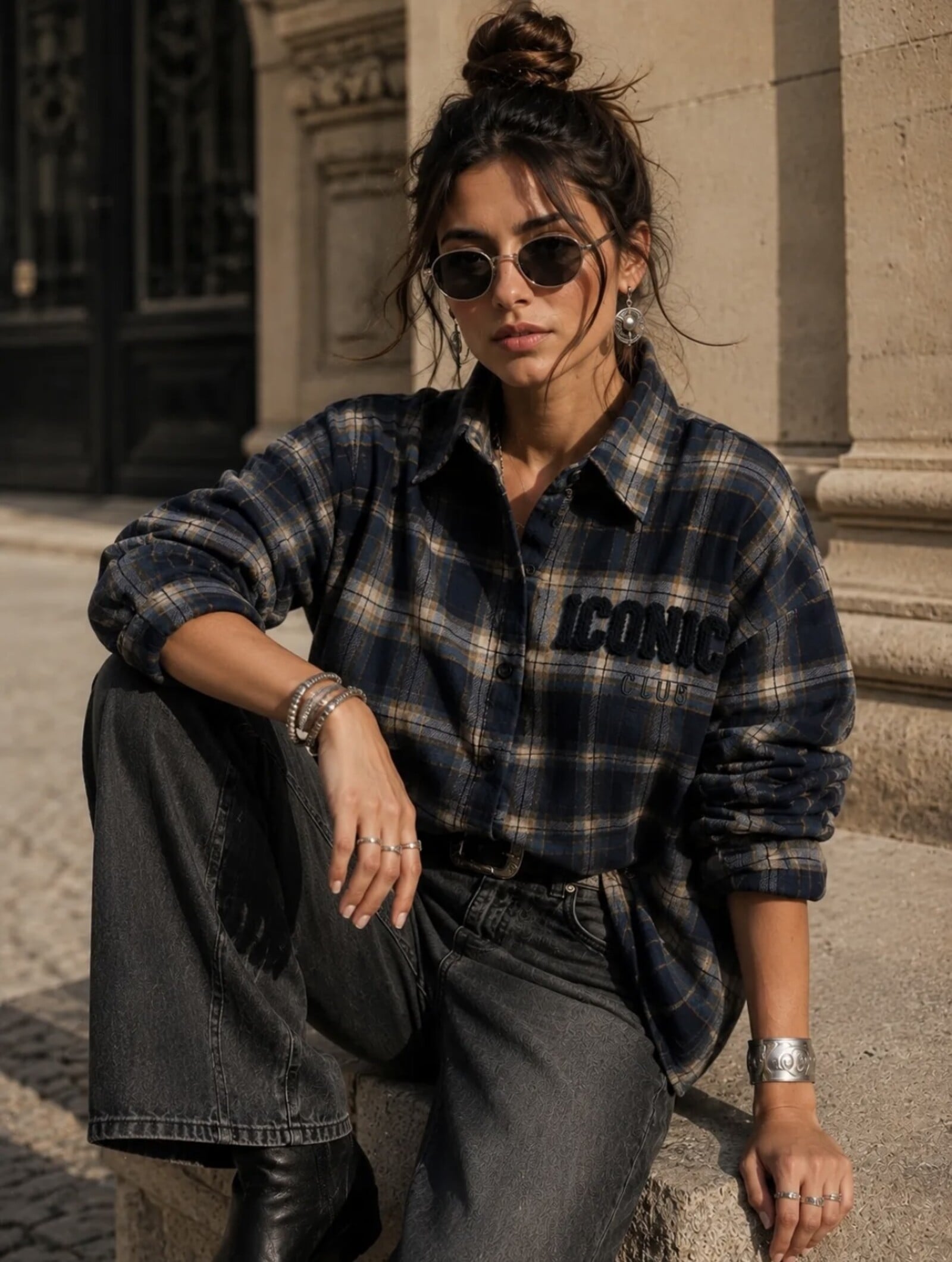 Oversized ruit blouse Iconic CH378 Navy