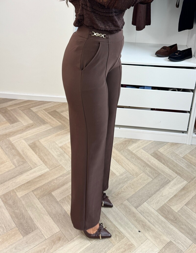 Scuba Pants Gold Detail Choco LM3312