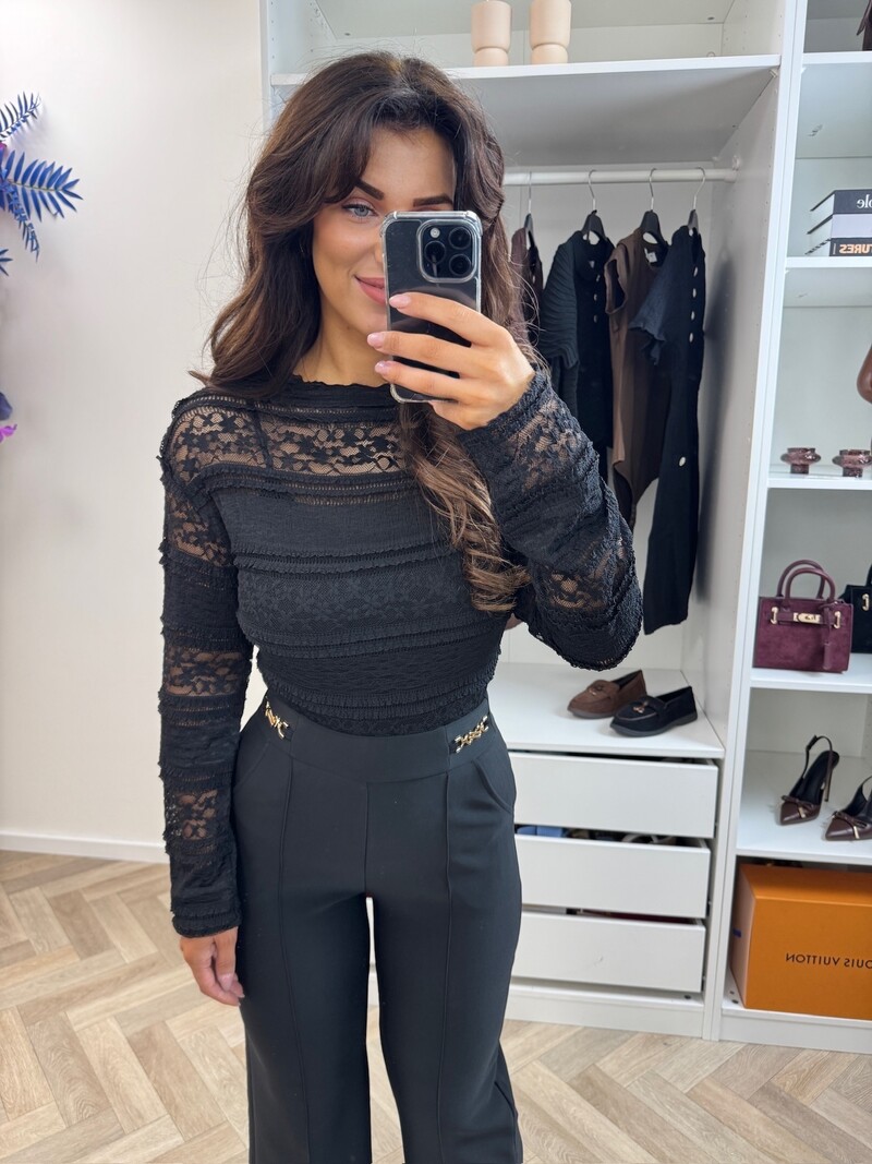 Top Bobby Lace  Black  22005