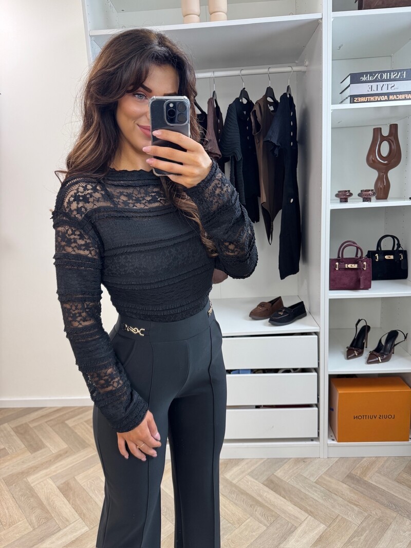 Top Bobby Lace  Black  22005