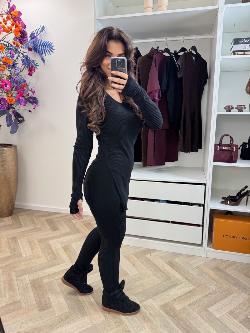 2 Delige Comfy Rib Set W2086 Black