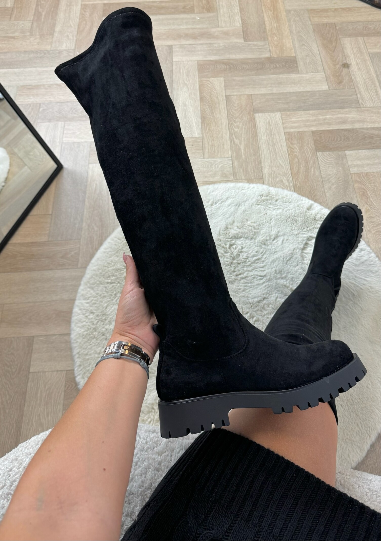 Overknee Boots Macy Suede Black DE339S
