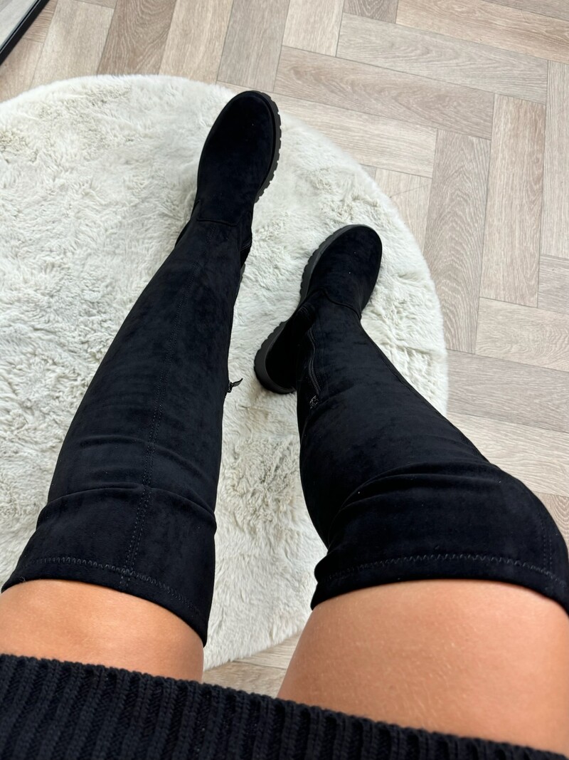 Overknee Boots Macy Suede Black DE339S