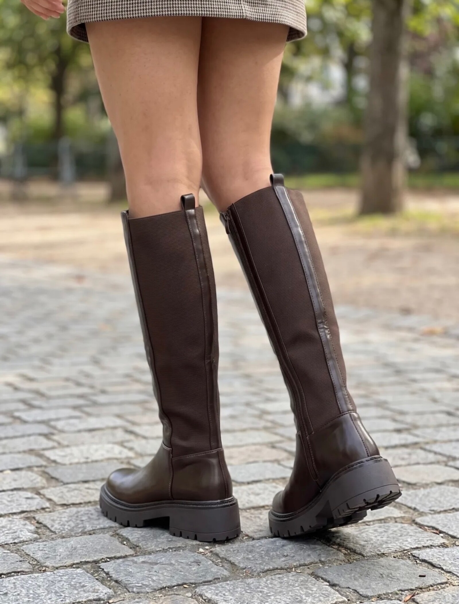 Long Boots Elastic Leder YT039 Choco