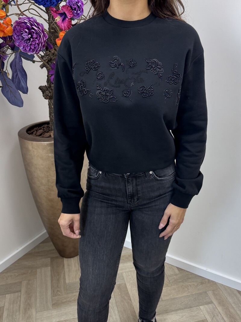 Sweater Flowers Diamonds Black Liu Jo 1968
