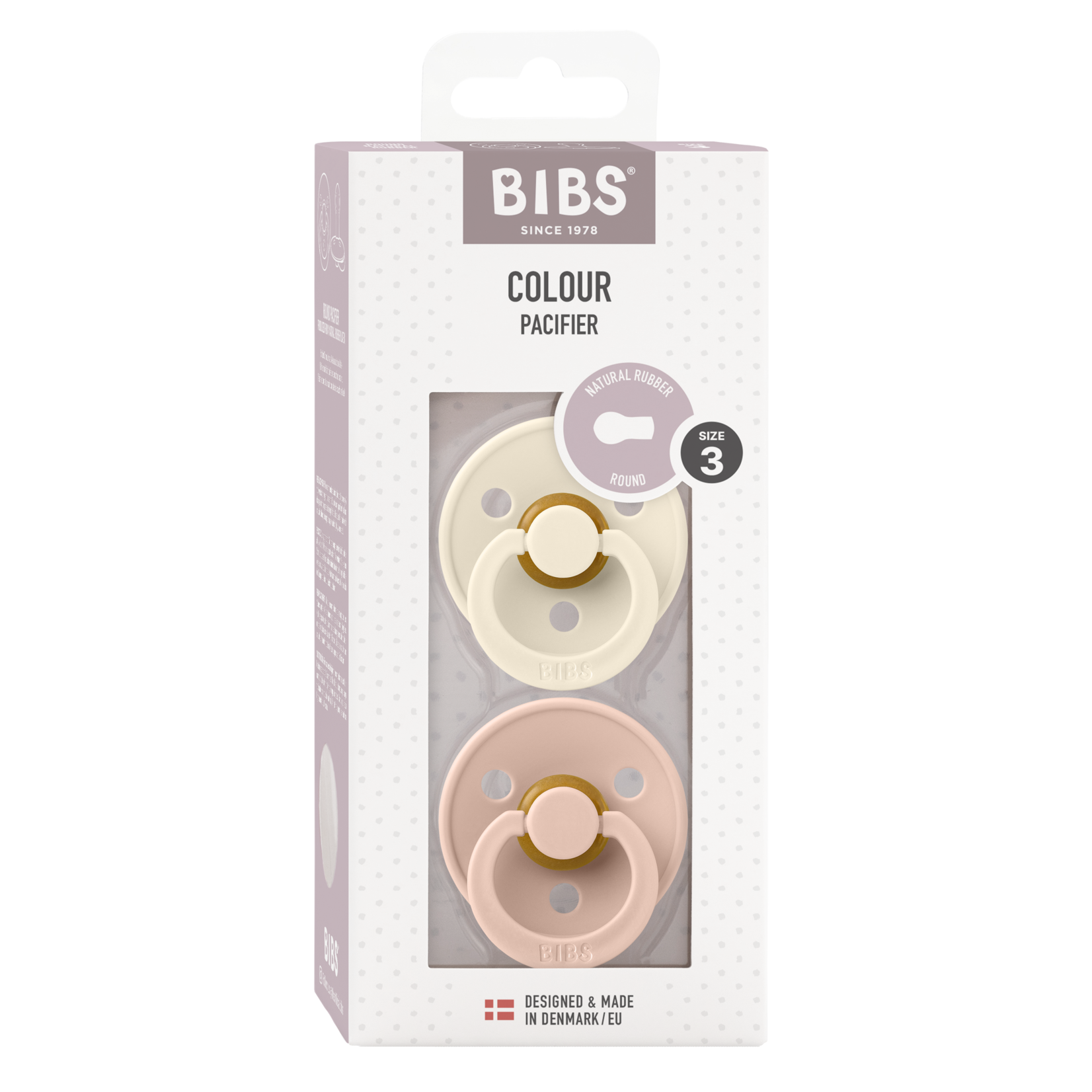 Bibs Colour speen latex 2 pack - Ivory/Blush size 3