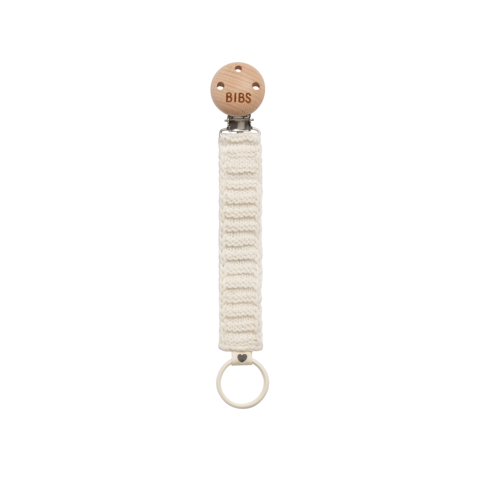 Bibs Bibs Pacifier Clip Knitted Ivory