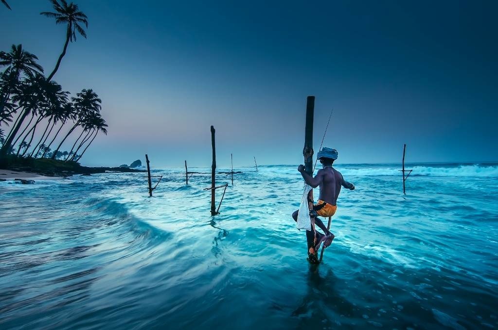 Fishing at sunrise