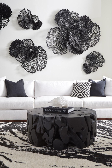 Flower wall art Black