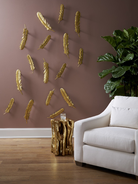 Feathers Wall Art, Gold set of 2