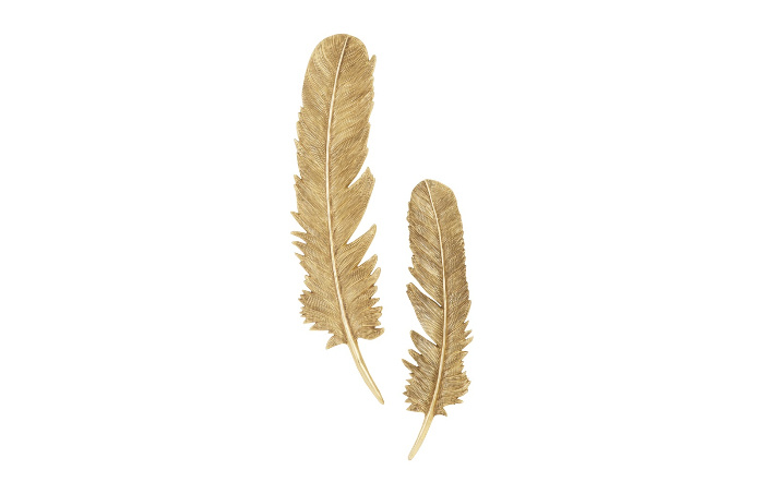 Feathers Wall Art, Gold set of 2