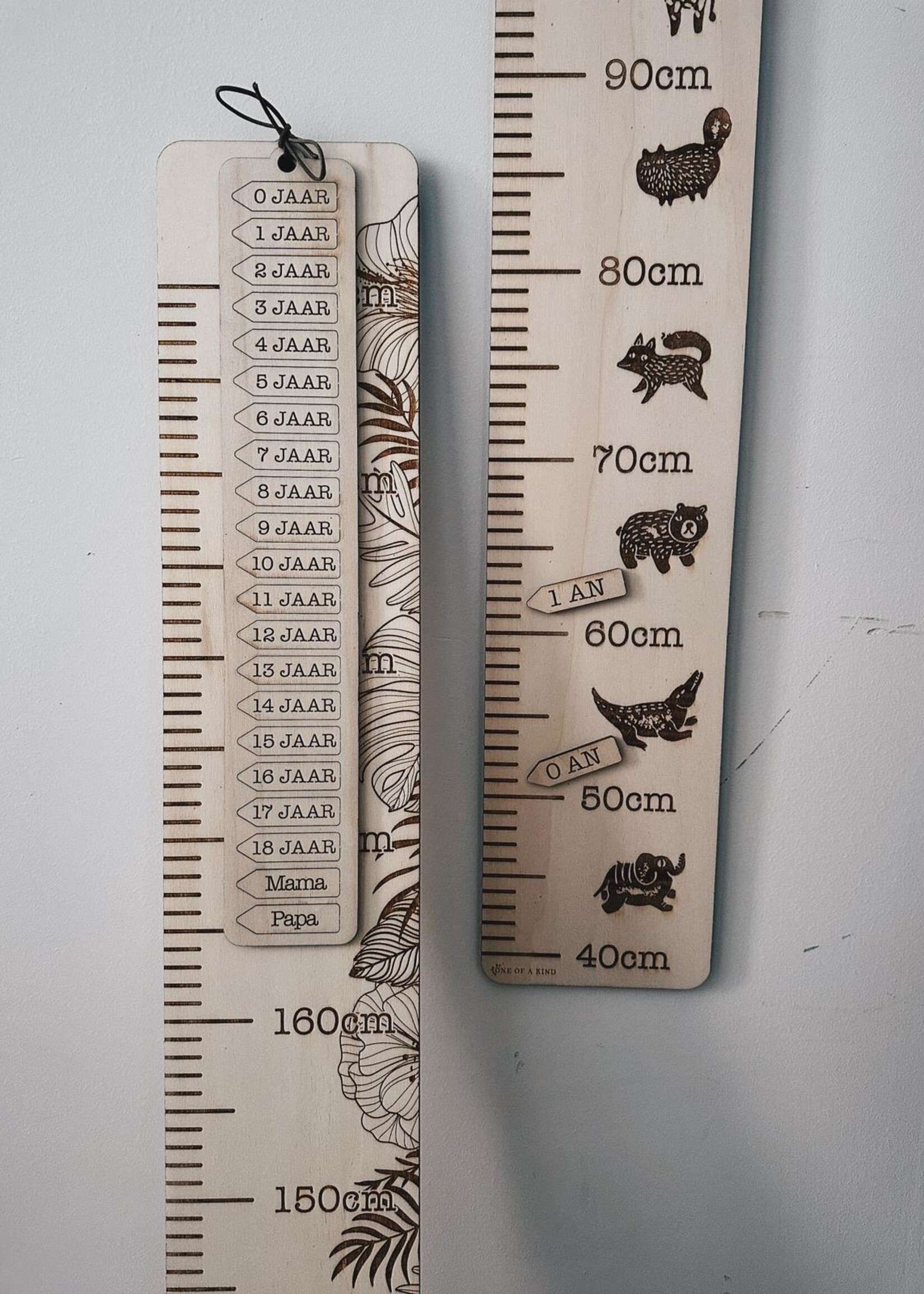 By OOAK Wooden Growth Chart - Animals - 2m