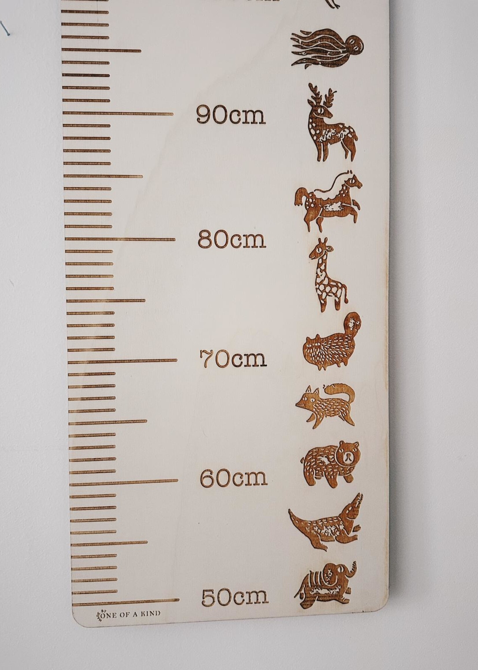 By OOAK  Wooden Growth Chart - Animals - 1,4m