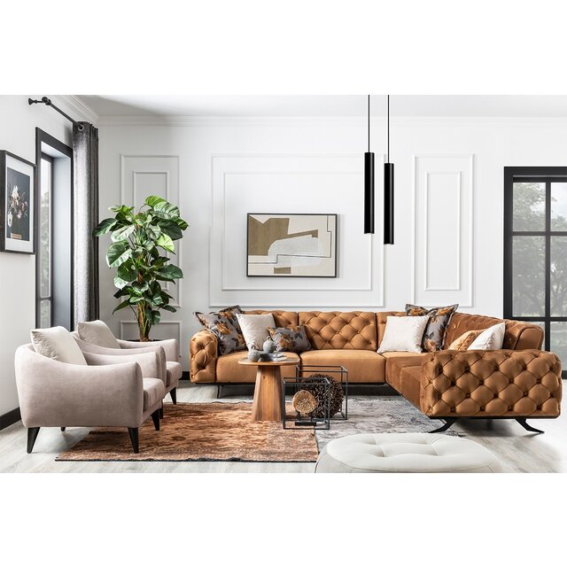 Dallas zitbank 3+2 Walnoot Bruin