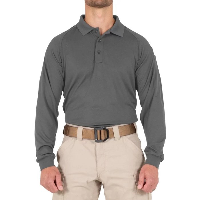 FIRST TACTICAL MEN'S PERFORMANCE LONG SLEEVE POLO - WOLF GREY
