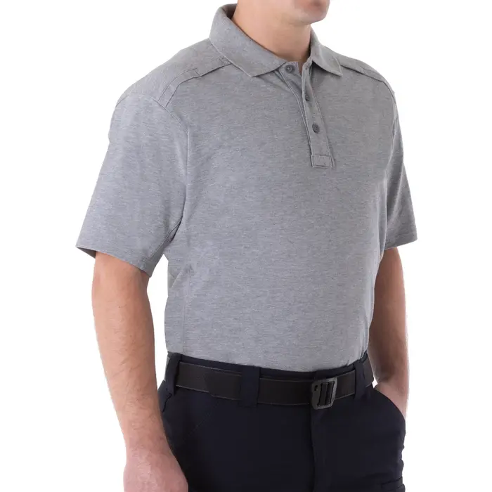 FIRST TACTICAL MEN'S COTTON SS POLO - HEATHER GREY