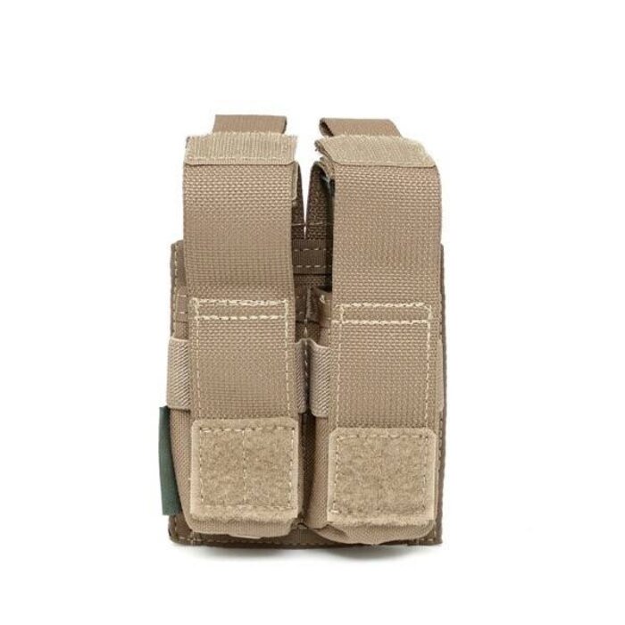 WARRIOR ASSAULT SYSTEMS DIRECT ACTION DOUBLE DA 9MM PISTOL POUCH – COYOTE